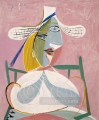 Femme assise au chapeau de paille 1938 Cubismo